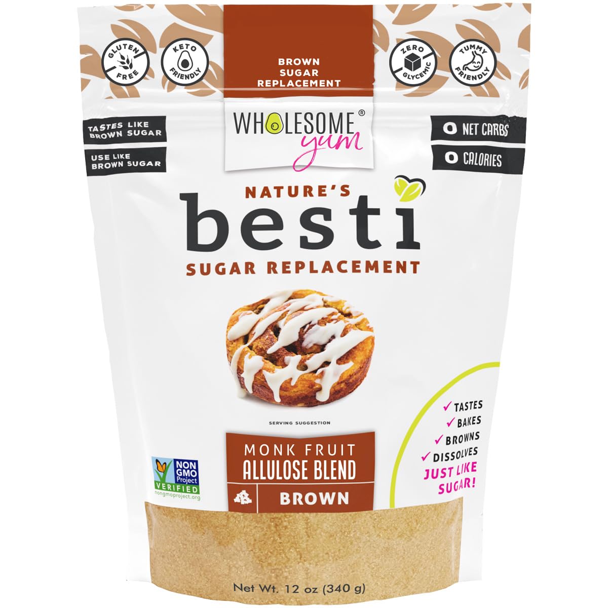Wholesome Yum Besti Brown bottle pour shows sugar-free substitute for baking