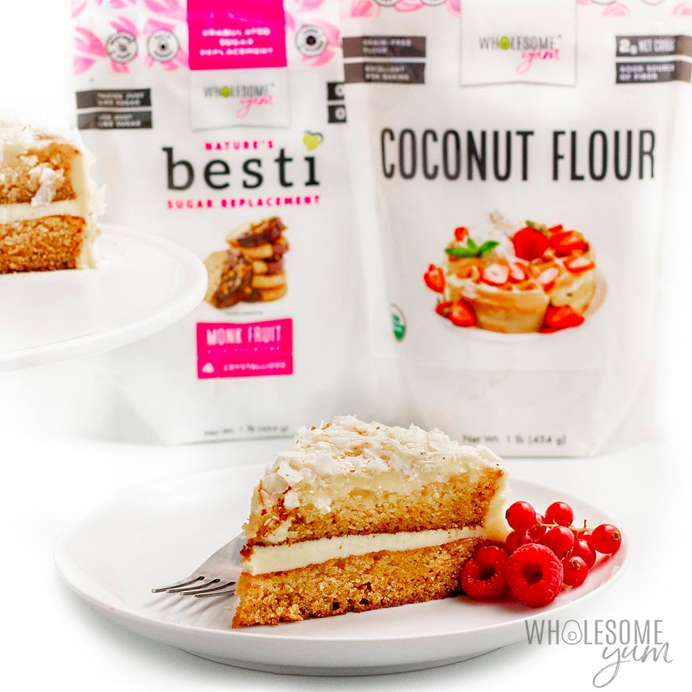 Wholesome Yum Coconut Flour shown in a paleo-friendly baking setup.