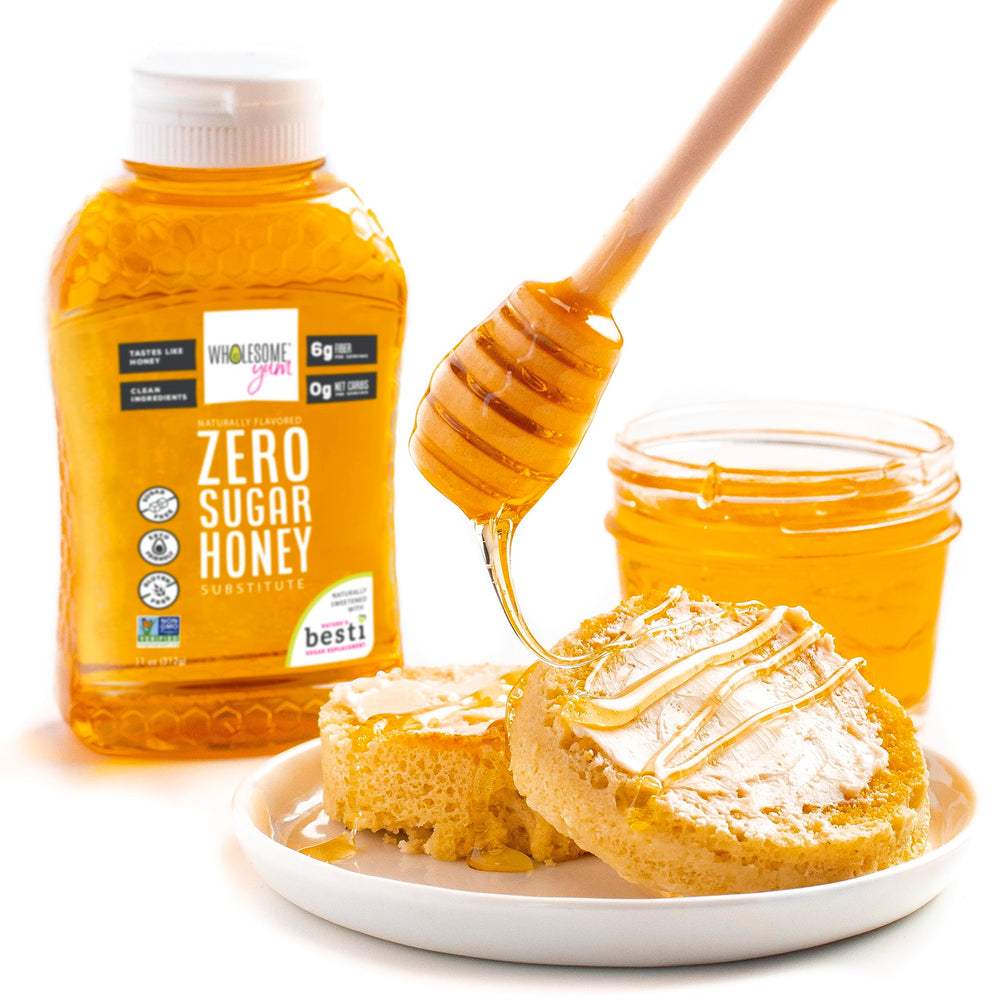 Wholesome Yum Zero Sugar Honey Substitute toast drizzle adds real honey flavor to breakfast