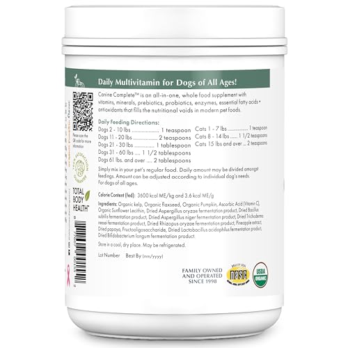 Wholistic Pet Organics Canine Complete as a dog food topper for meals.