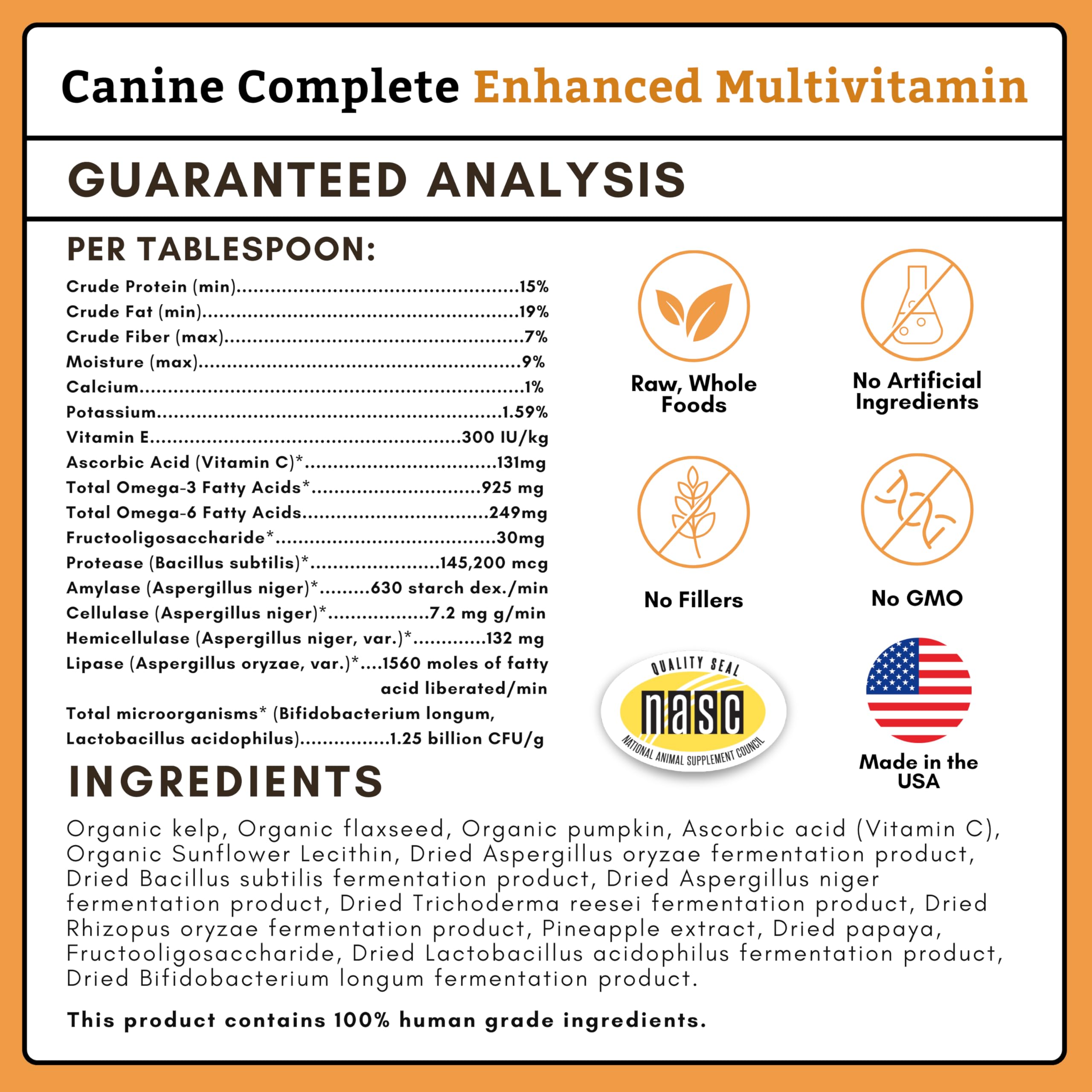 Wholistic Pet Organics Canine Complete fish collagen for skin and coat health.