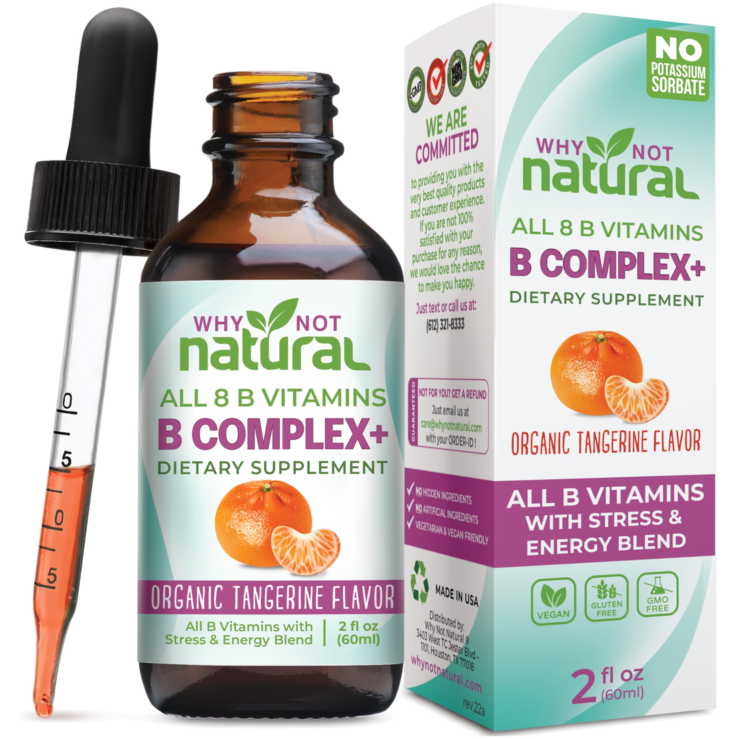 Why Not Natural Vitamin B Complex Liquid Drops bottle ready for daily energy support.
