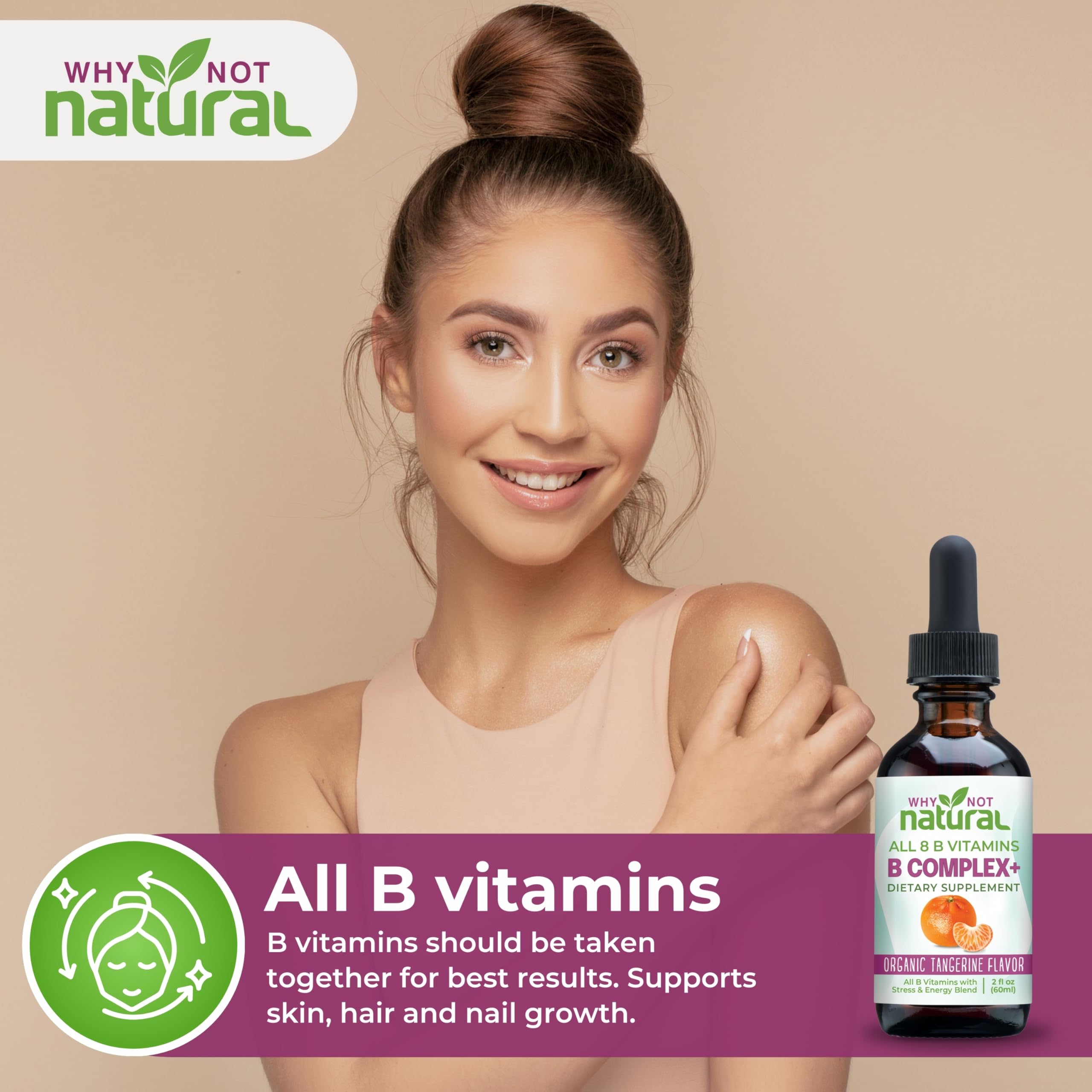 Vegan-friendly Vitamin B Complex Liquid Drops highlight plant-based vitamins.