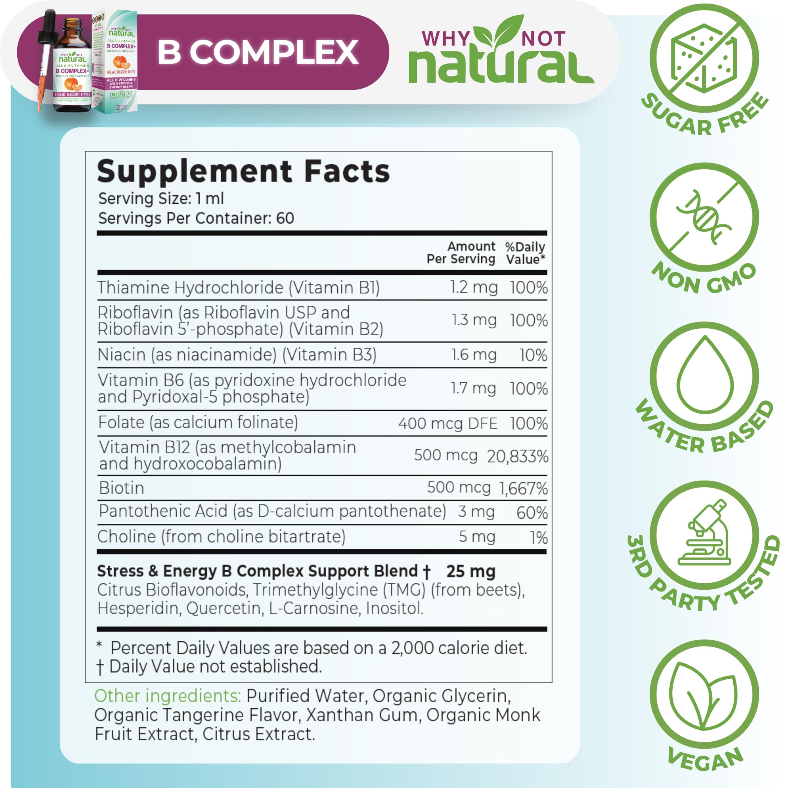 Why Not Natural Vitamin B Complex Liquid Drops used by a woman.