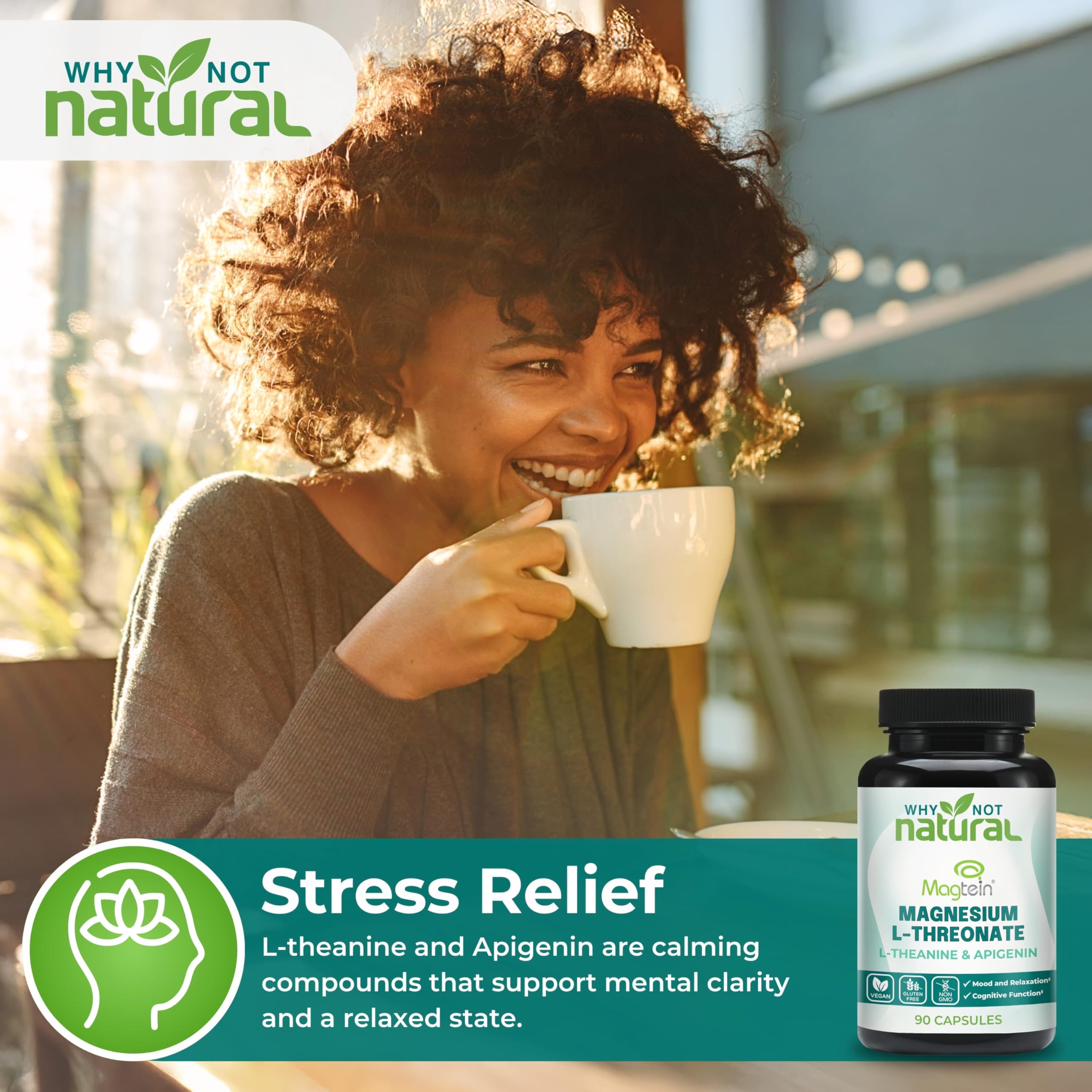 Why Not Natural apigenin panel highlights brain health in the formula.