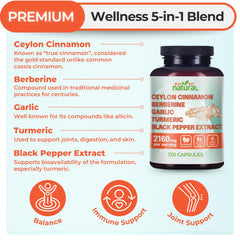 Why Not Natural berberine garlic turmeric capsules label panel highlights metabolism support