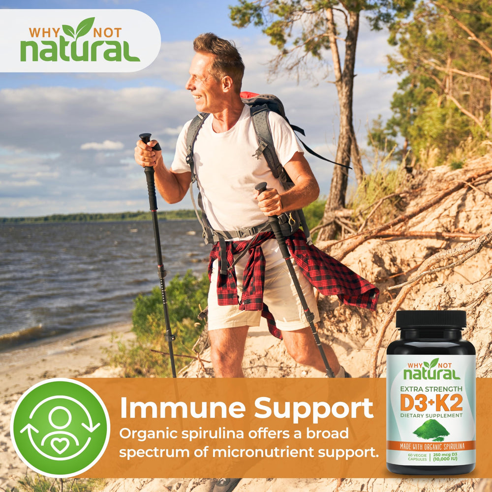 Why Not Natural daily use image suggests a simple routine for bone and immune support.