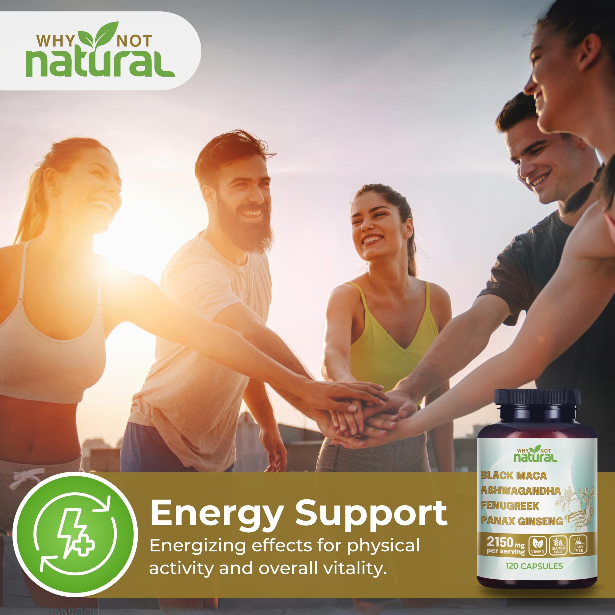 Why Not Natural organic label on the bottle signals organic sourcing and purity.