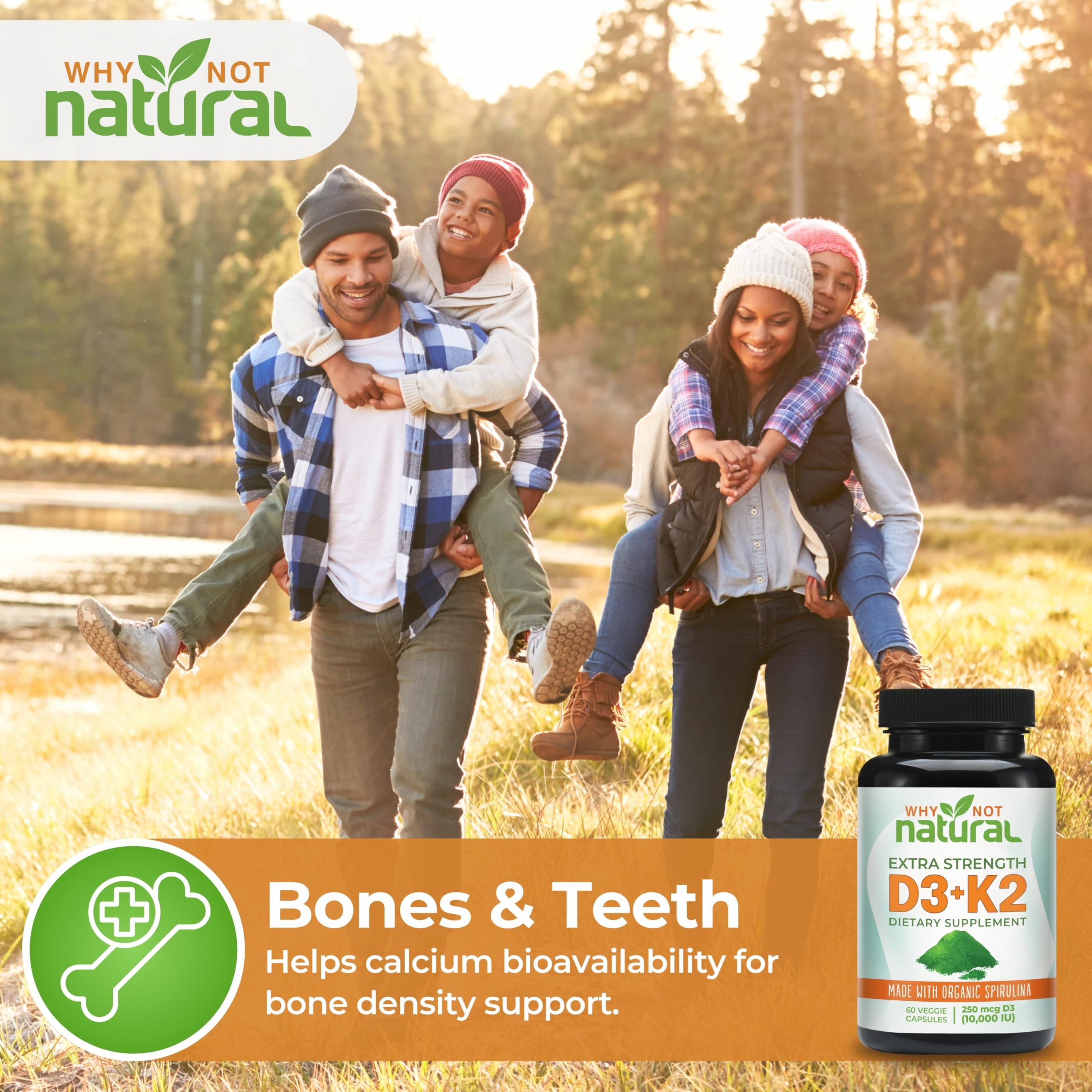 Why Not Natural veggie capsules offer plant-based D3 K2 delivery for daily wellness.