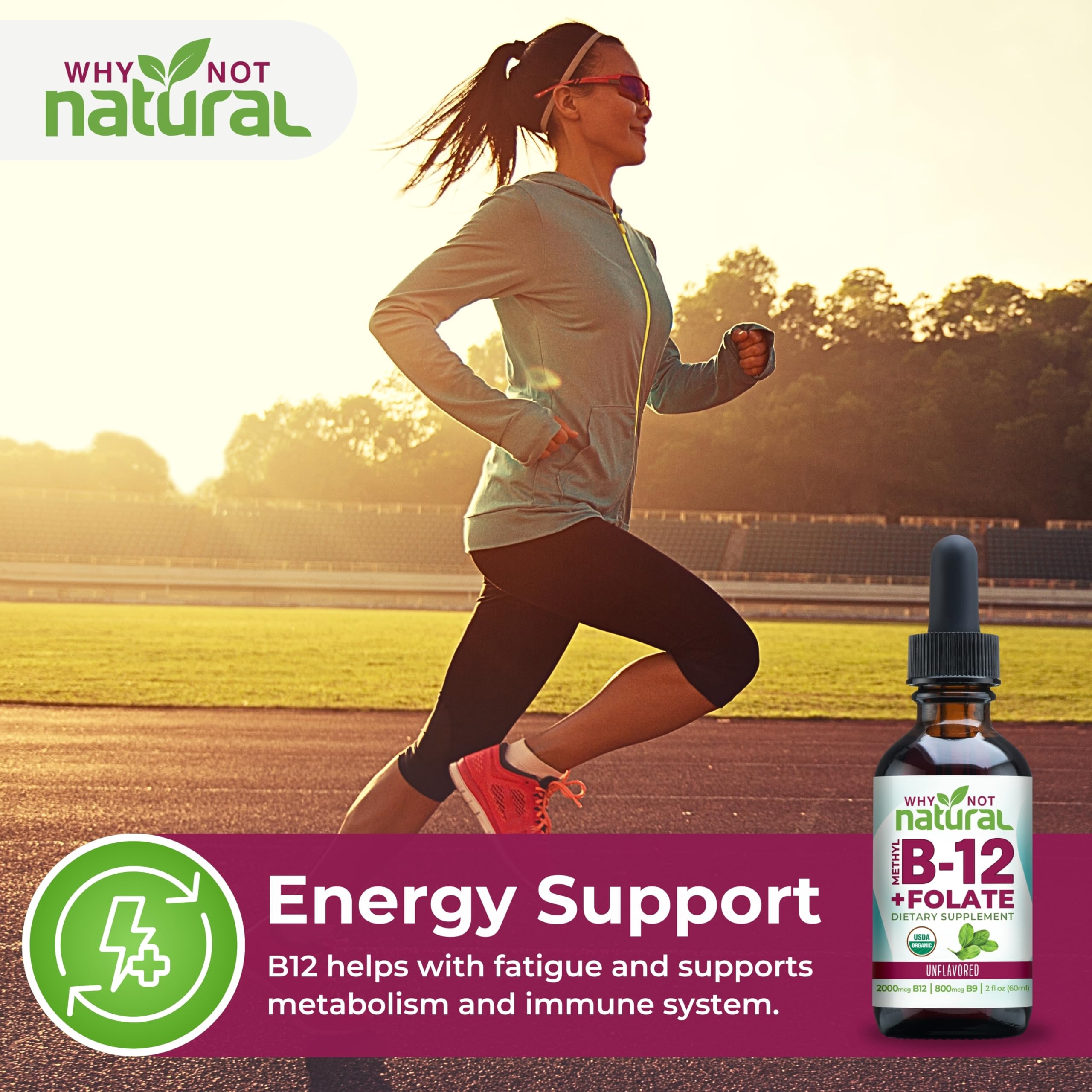 Why Not Natural bottle top view emphasizes easy access for quick dosing.