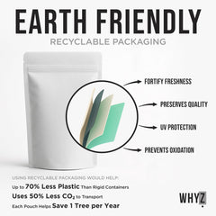 WHYZ NMN powder scoop beside resealable pouch for precise servings