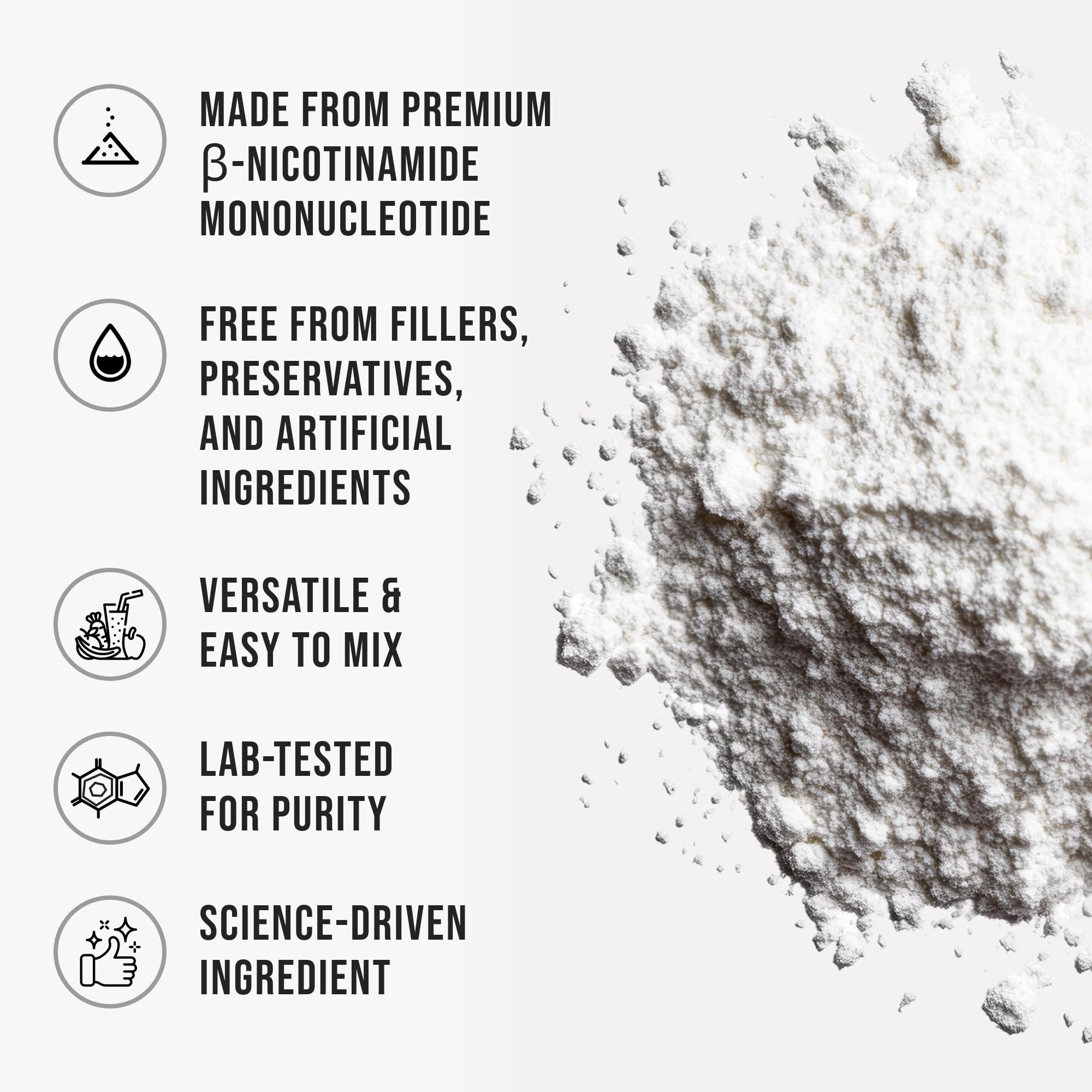WHYZ NMN powder being added to a smoothie for convenience