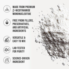 WHYZ NMN powder being added to a smoothie for convenience