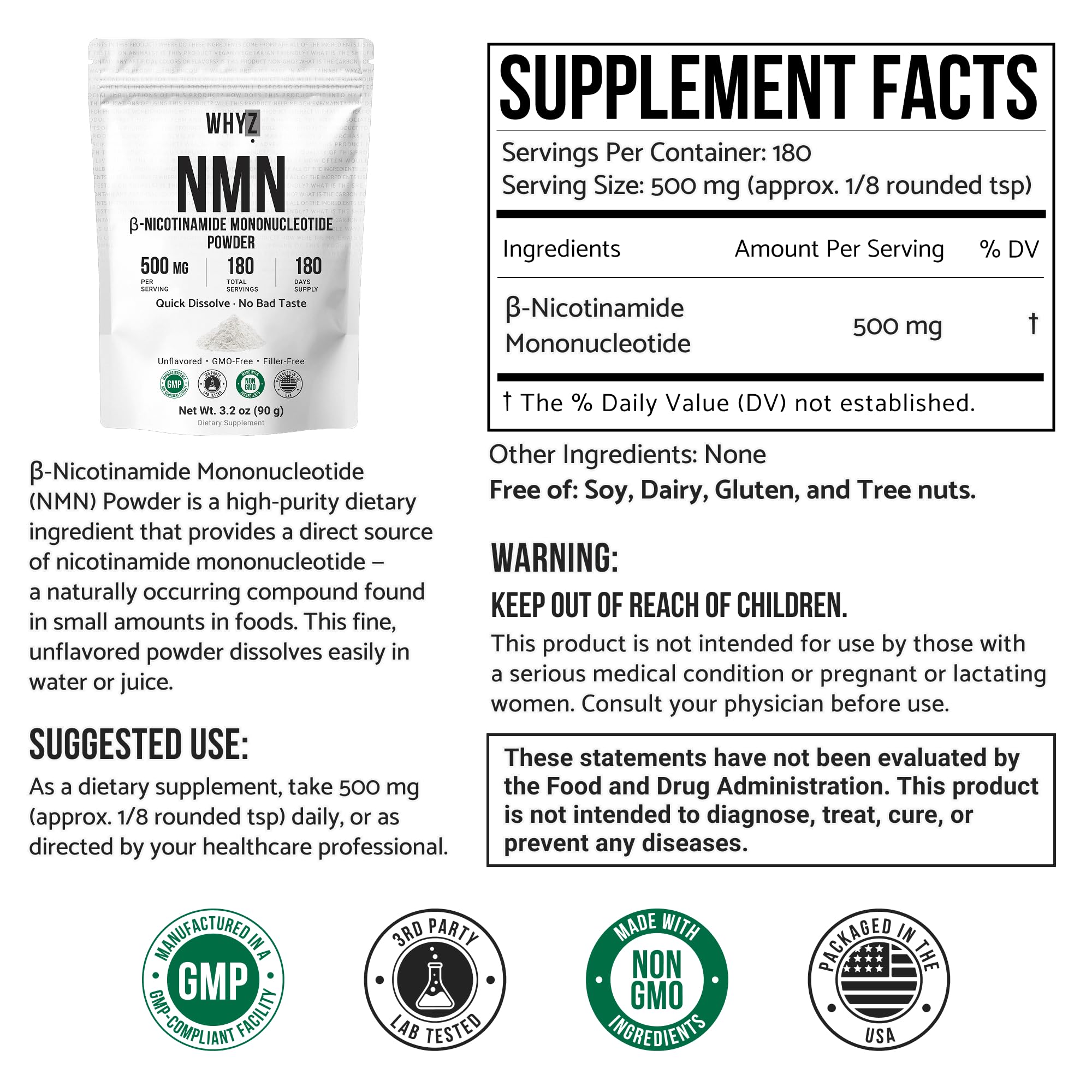 WHYZ NMN powder dissolving quickly in water highlights fast mixability