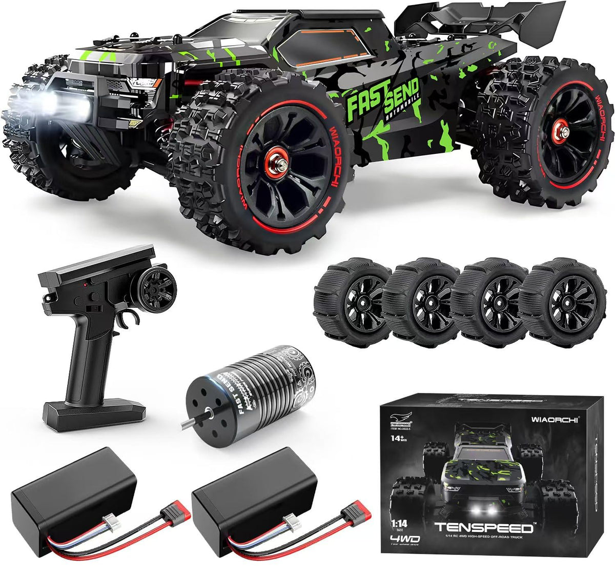 WIAORCHI brushless RC car front bumper protecting the vehicle during off road bashing