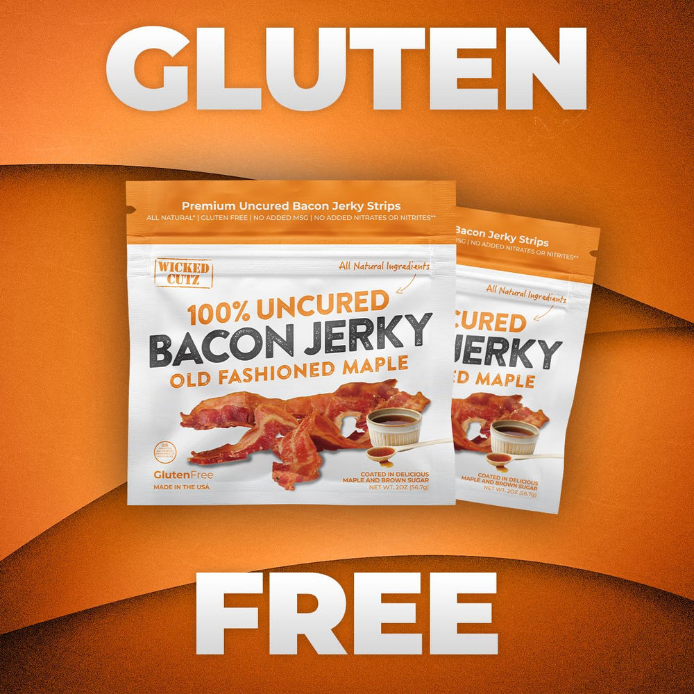 Wicked Cutz premium protein bacon jerky for on-the-go meals.