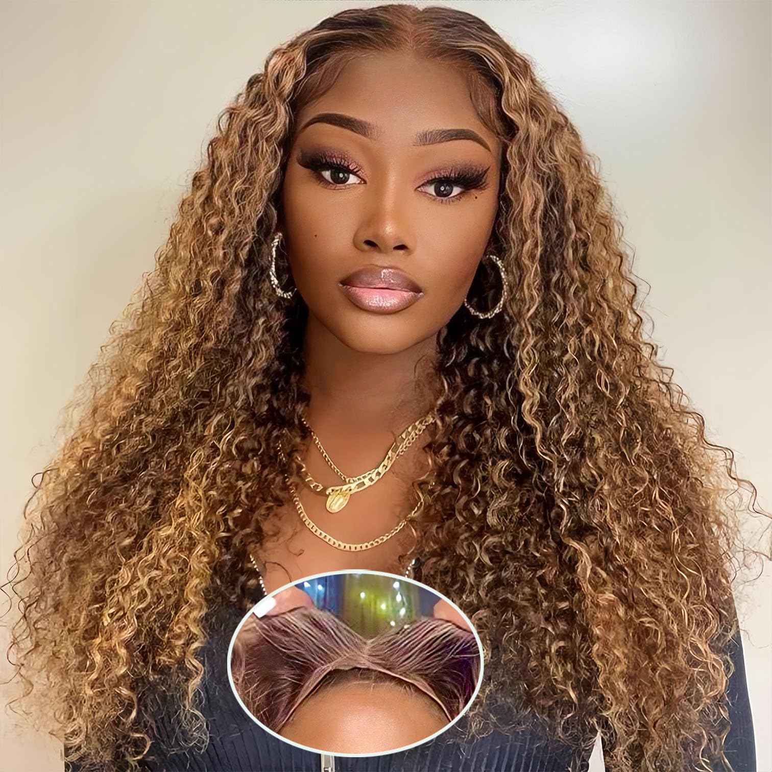Wighottie highlight ombre lace-front wig with natural hairline for daily wear.