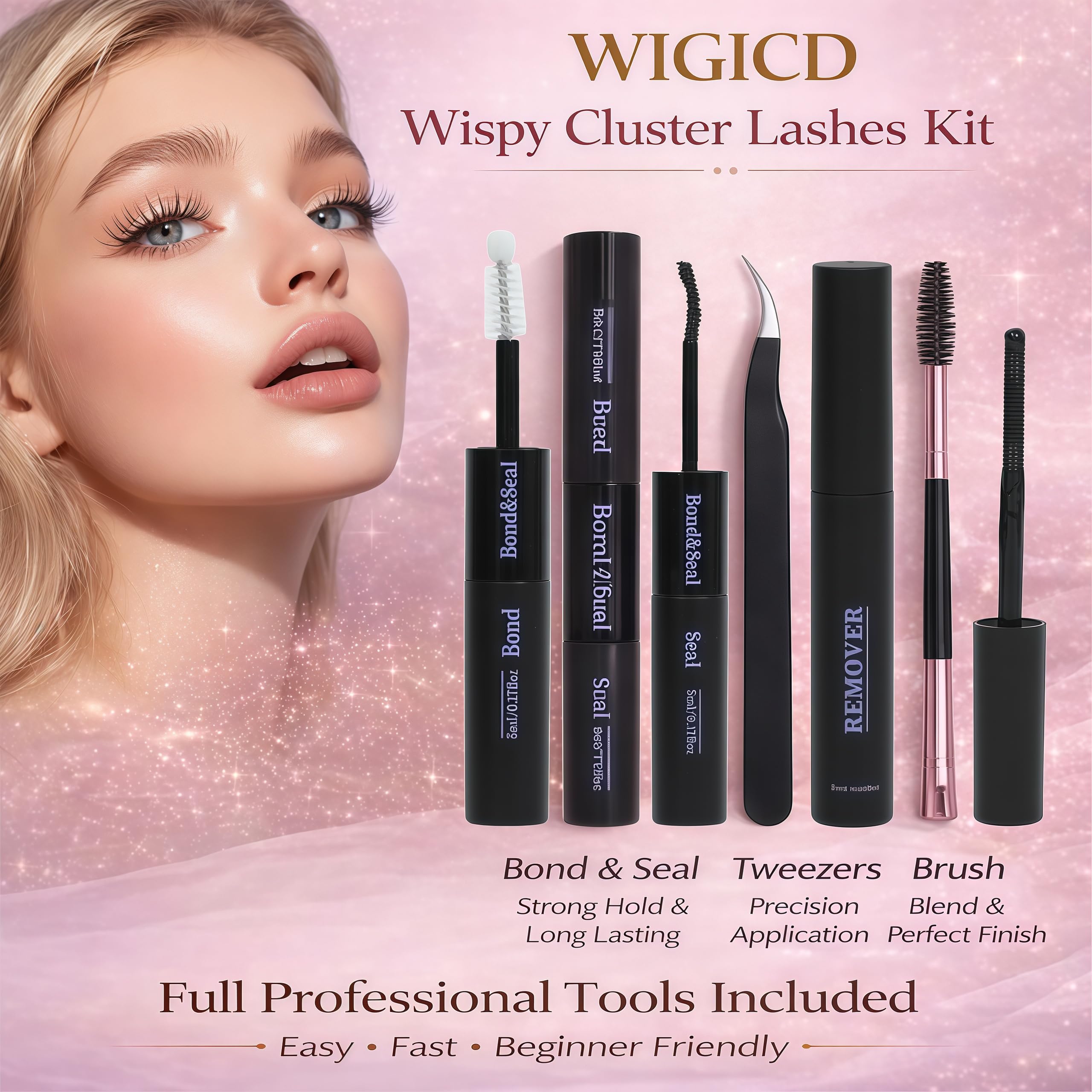 WIGICD lash clusters lengths 9-16mm for natural effects.