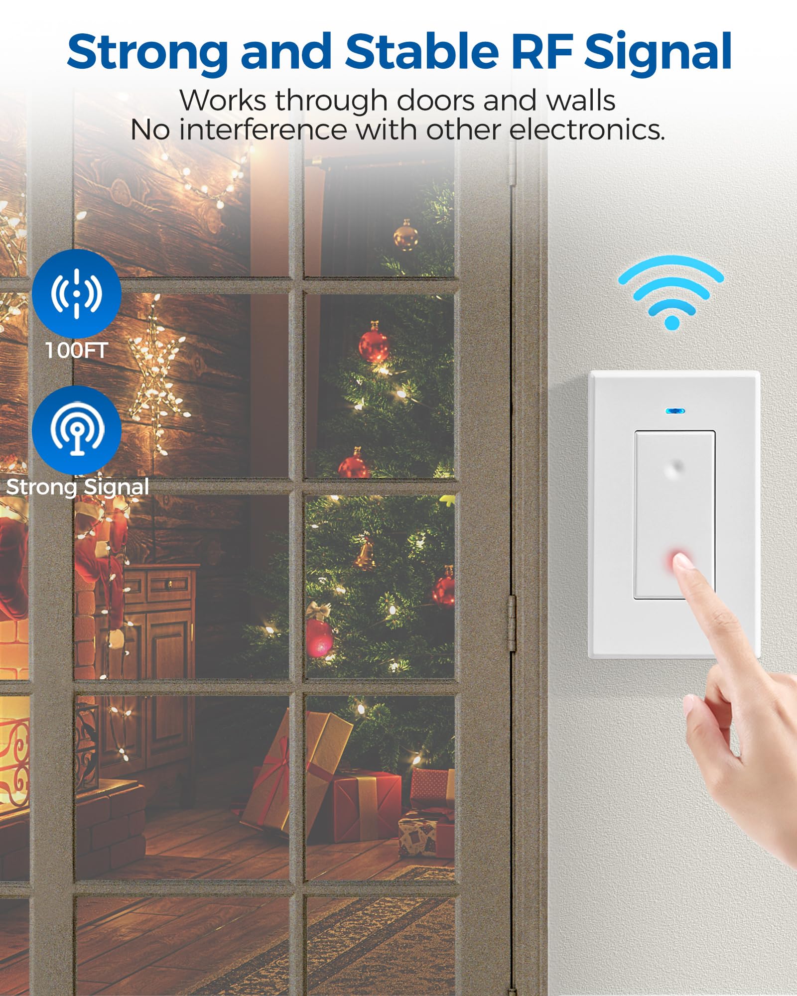 WILAWELS remote control outlet adhesive strips enable peel-and-stick installation.