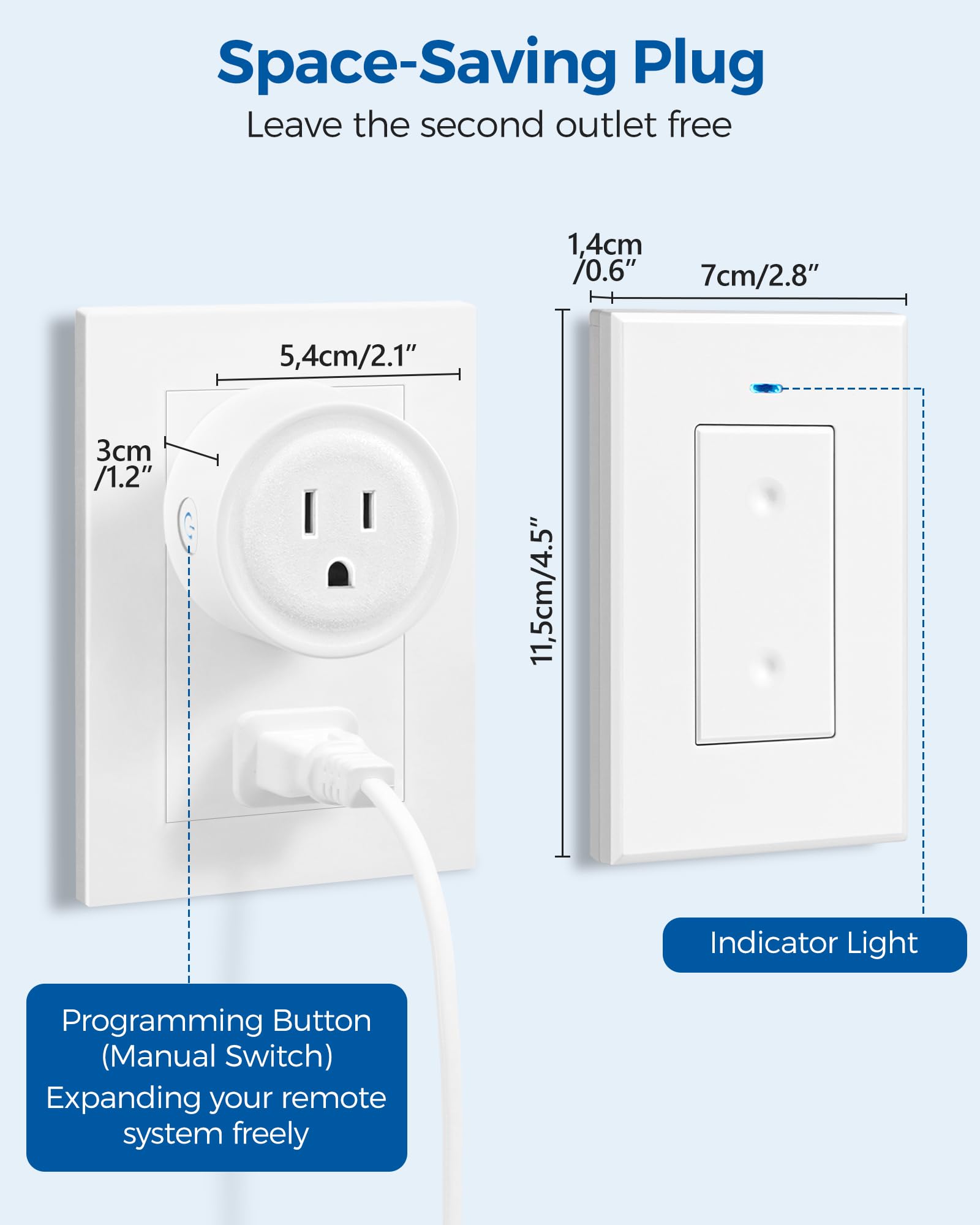 WILAWELS remote control outlet compact design saves outlet space.