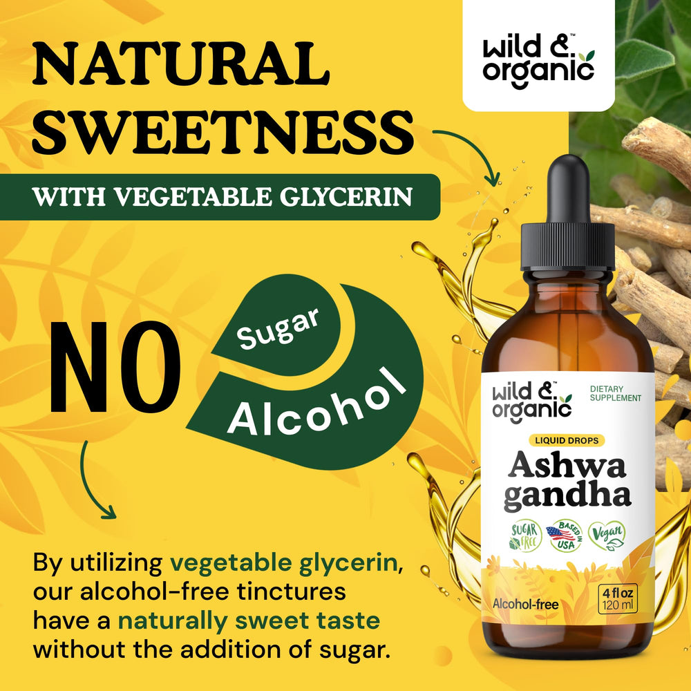 Serving Wild & Organic Ashwagandha Drops in a cup