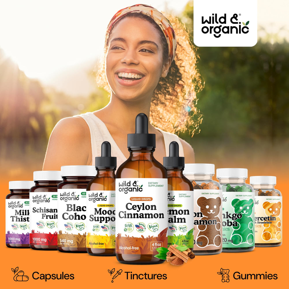 Amber liquid of Wild & Organic Cinnamon Drops ready to blend in beverages.