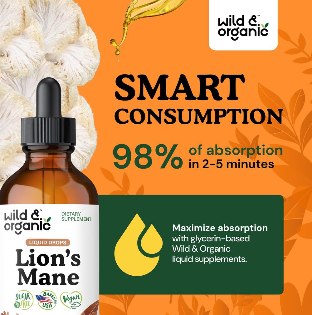 Pour shot of Lions Mane Drops into a glass for mixing.