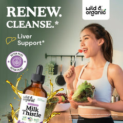 Wild & Organic Milk Thistle Drops pour into tea for easy intake.