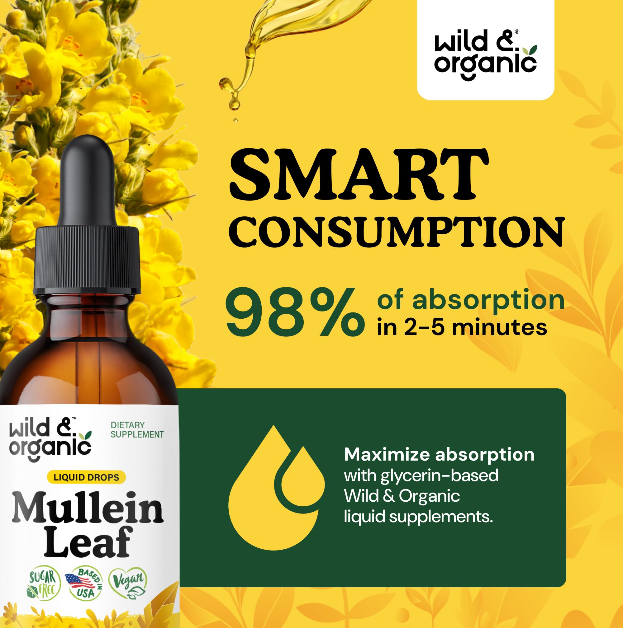 Ingredients panel shows vegan, GMO-free formula for a clean herbal blend