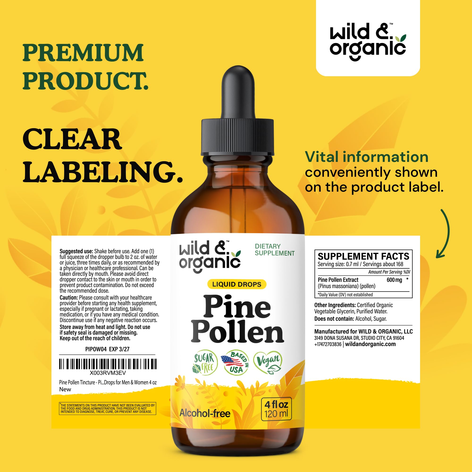 Daily routine with Wild & Organic pine pollen tincture in everyday use