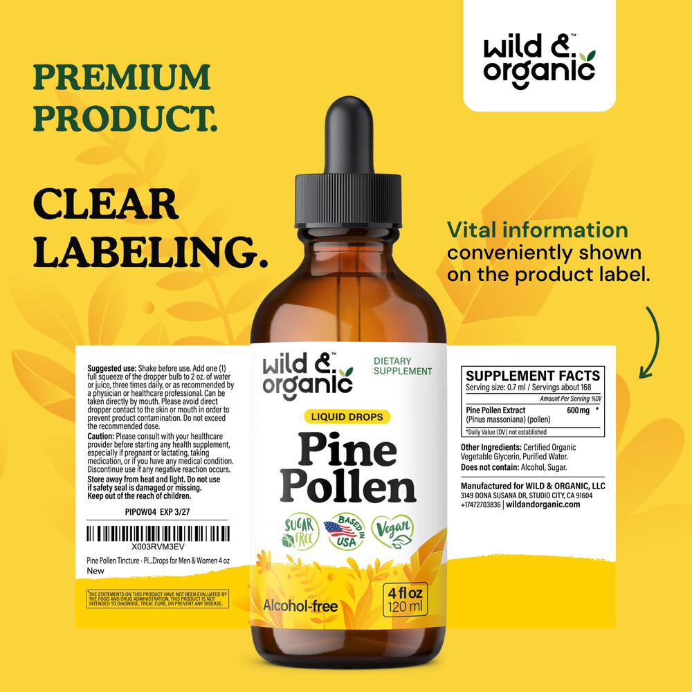 Daily routine with Wild & Organic pine pollen tincture in everyday use
