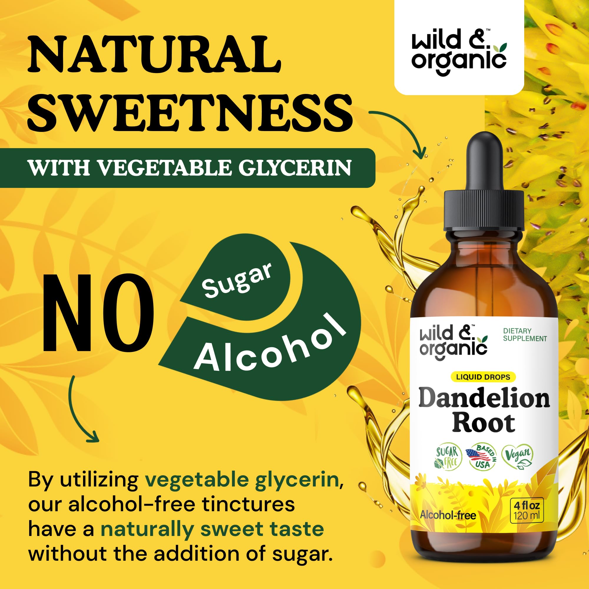 Wild & Organic Rhodiola Rosea Tincture ingredients list emphasizes a natural, clean formula.