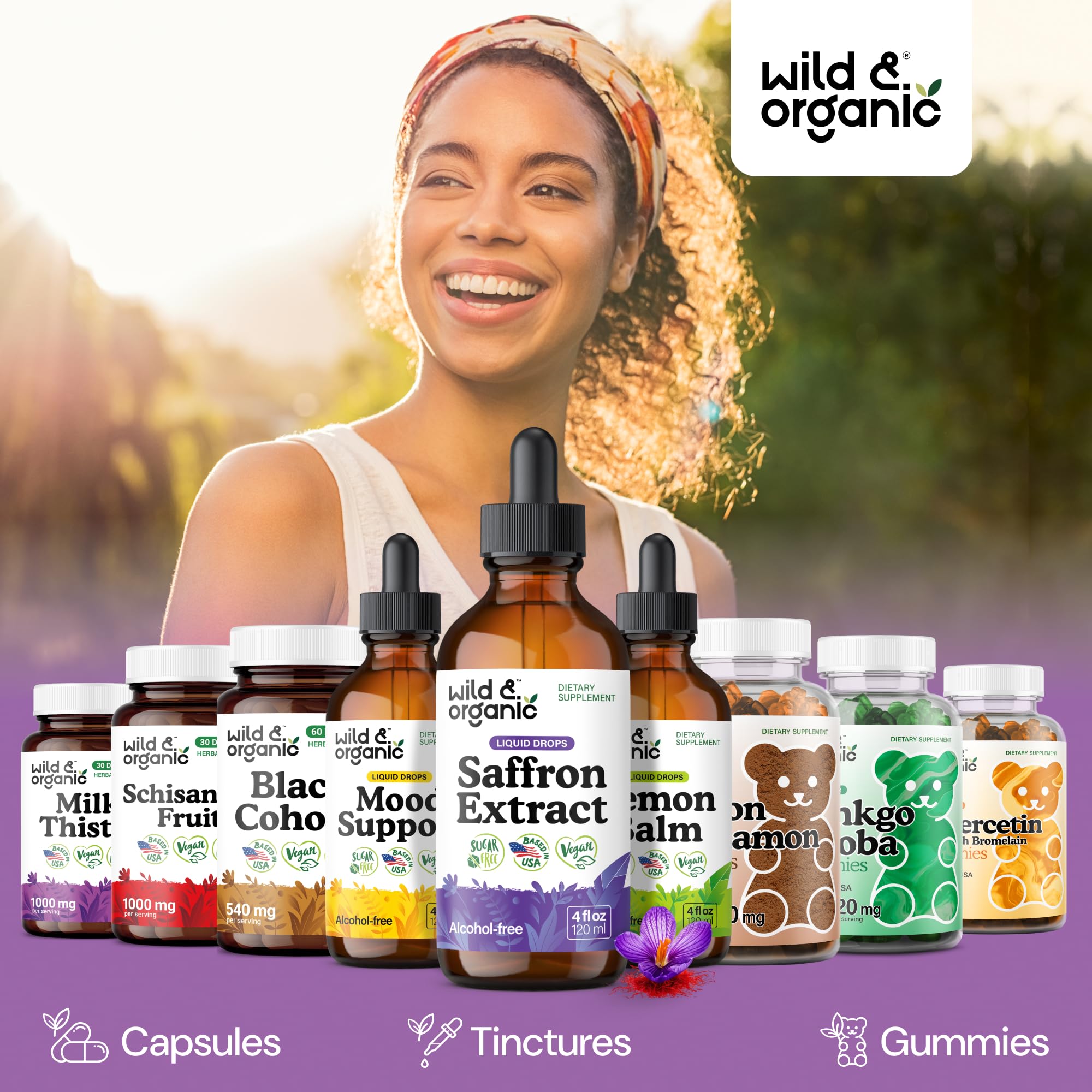 Wild & Organic saffron drops glycerin-based base for smooth, digestion-friendly tincture