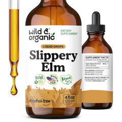 Wild & Organic Slippery Elm bottle for easy dosing and gentle support.