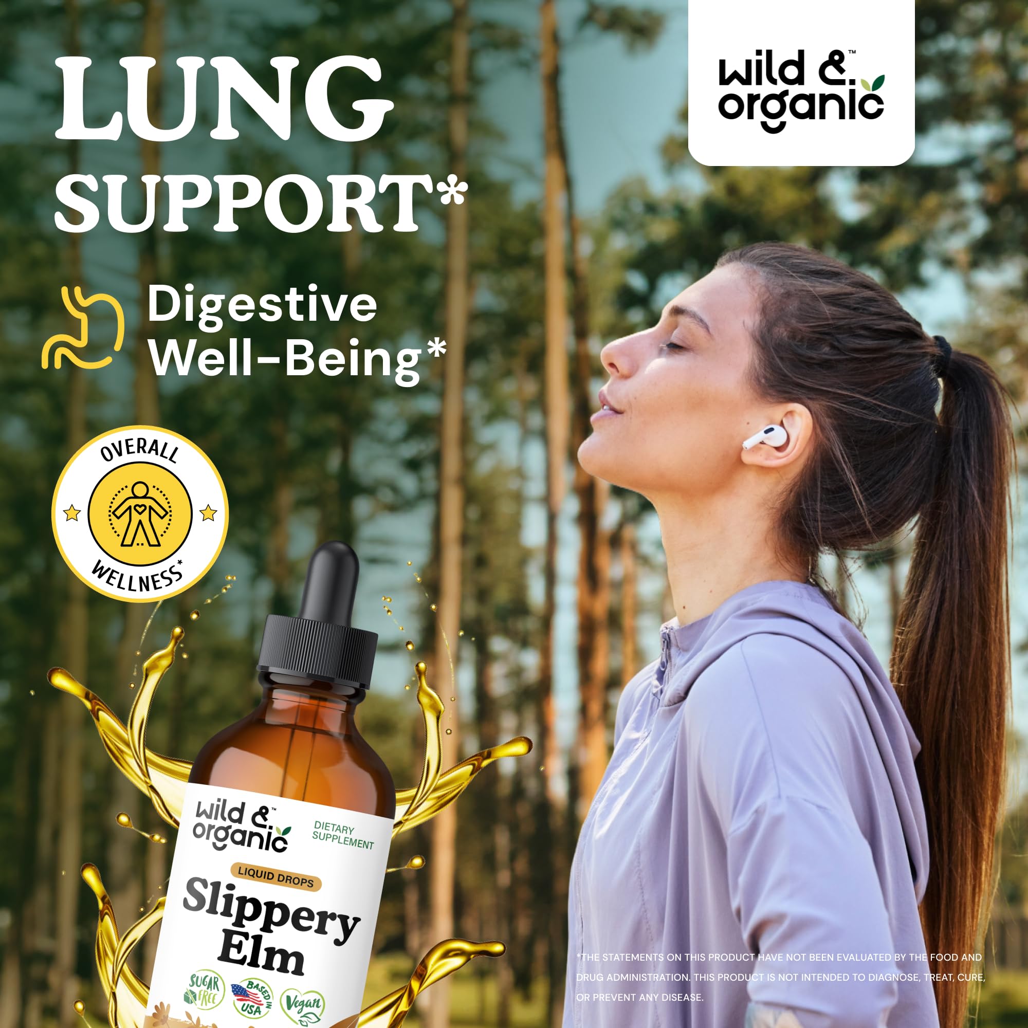 Pouring Wild & Organic Slippery Elm Drops into tea for convenient use.