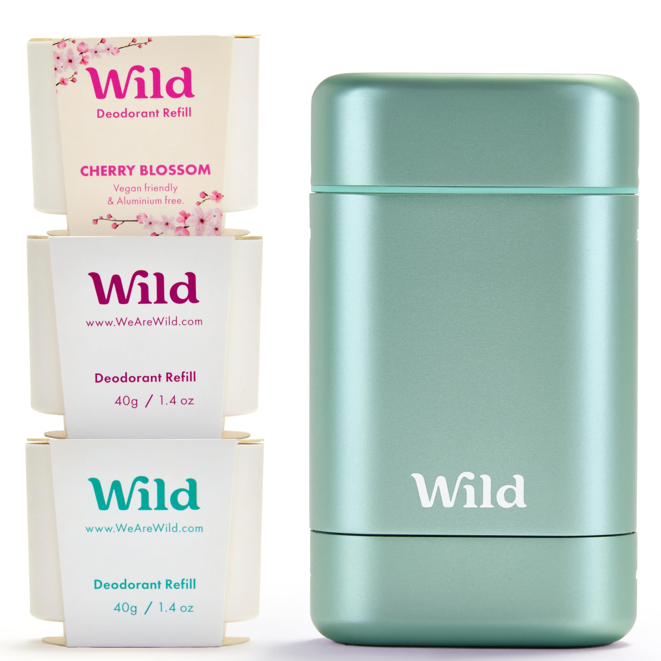 Wild deodorant Aqua case showing durable, reusable design for daily use