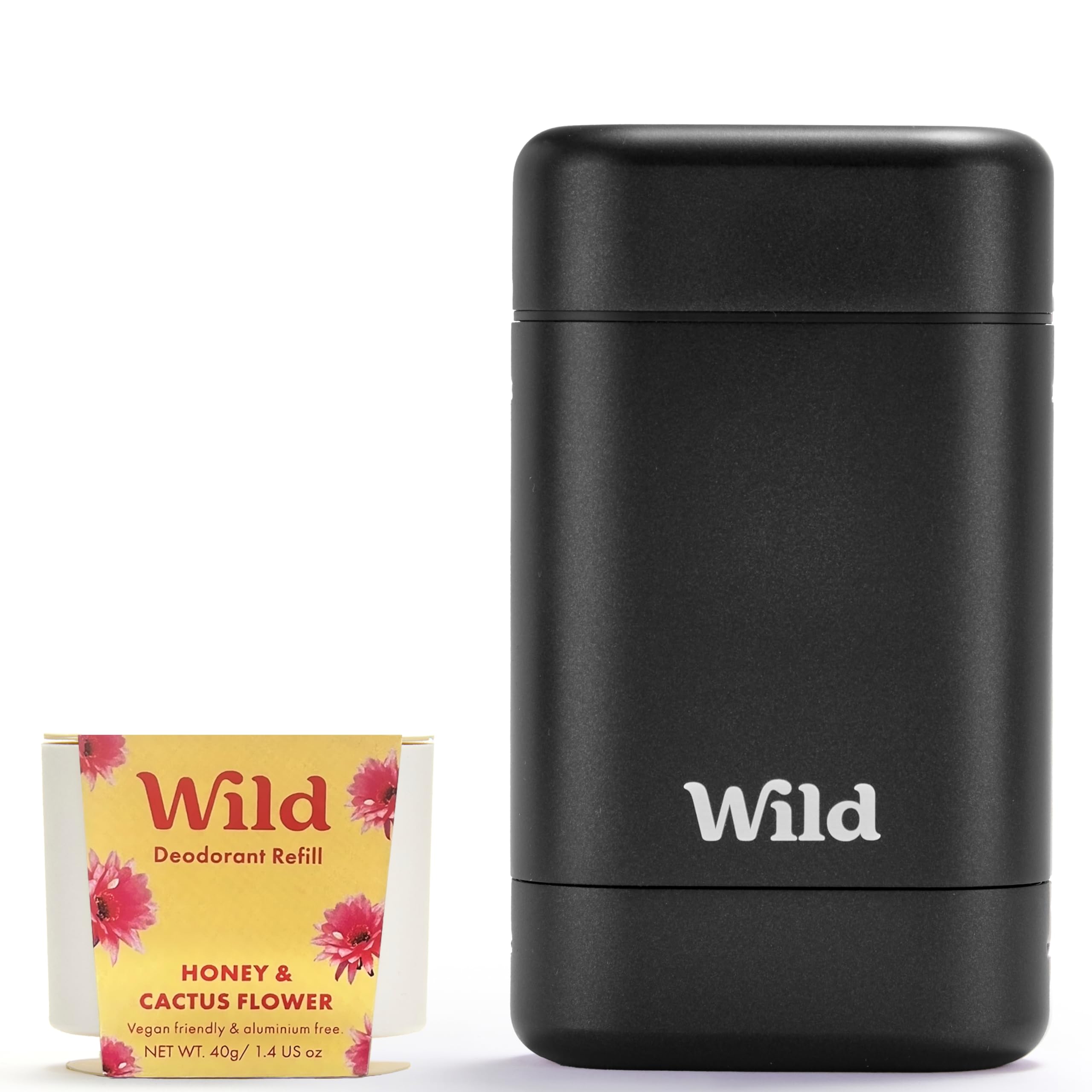 Wild deodorant starter kit with black case demonstrates a reusable design for daily use.