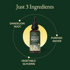 Wild Drops dandelion root tincture label front highlights organic formula.