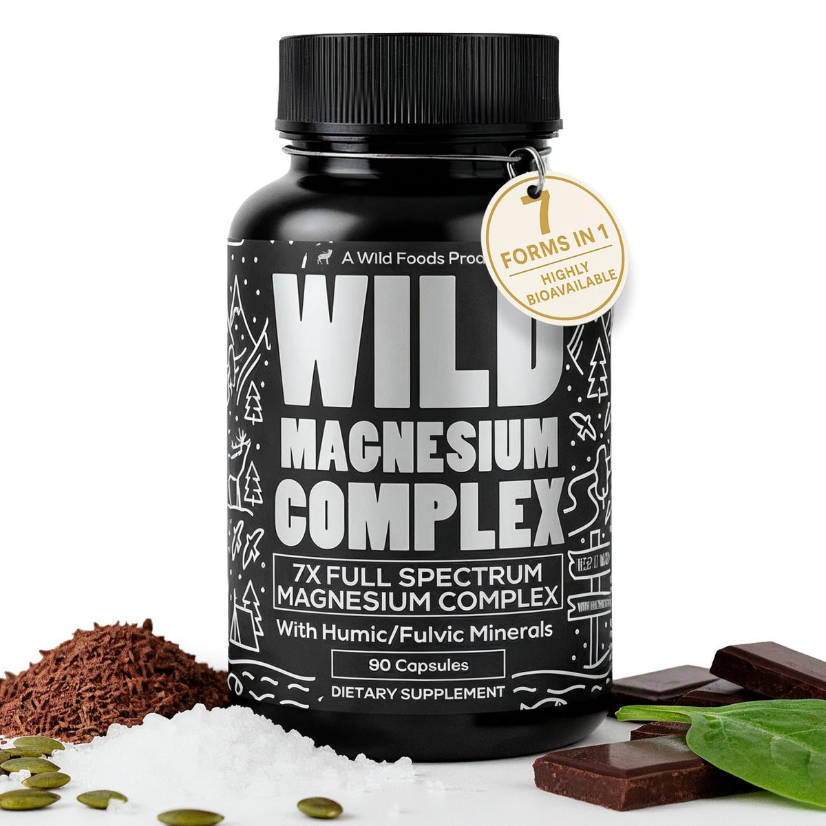 Wild Foods Magnesium Complex bottle front view for daily wellness support.