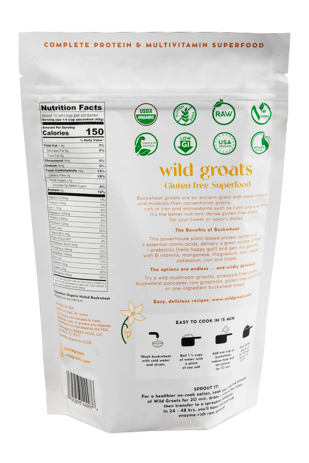 Wild Groats buckwheat waffles plated for a hearty gluten-free breakfast