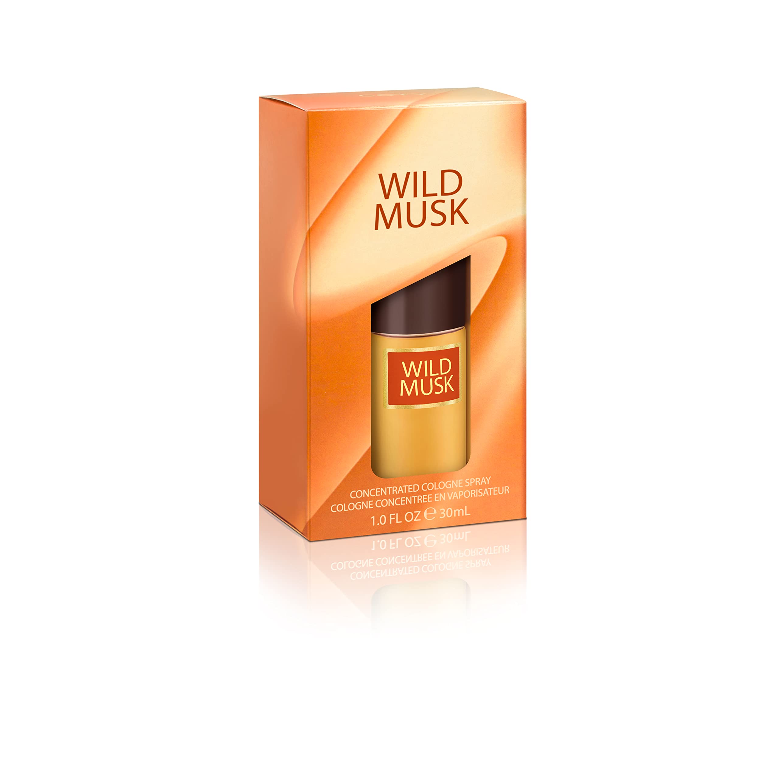 Wild Musk bottle top view, warm musk aroma suited for day-to-night wear