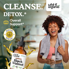 Dropper pour demonstrating easy, measured daily use of Wild & Organic tincture.