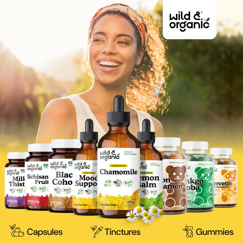Wild & Organic Chamomile Drops 56-day supply packaging and information