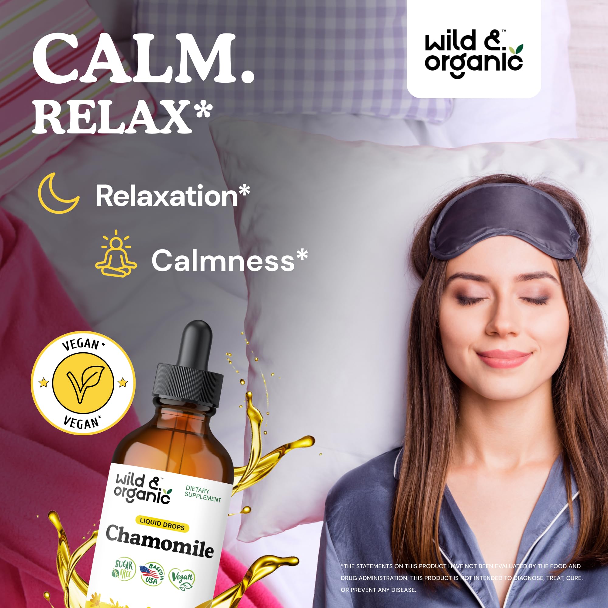 Wild & Organic Chamomile Drops being added to hot tea for calming moments