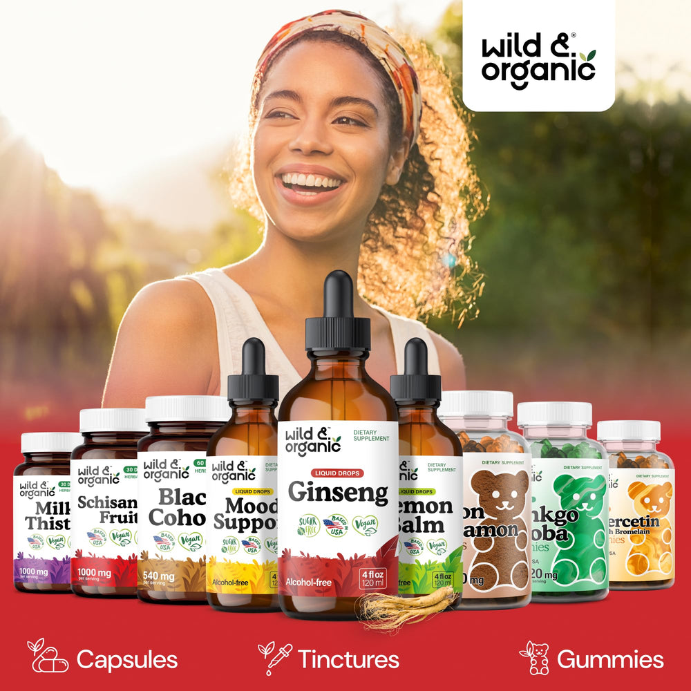 Wild & Organic glycerin-based ginseng tincture with vegan formula