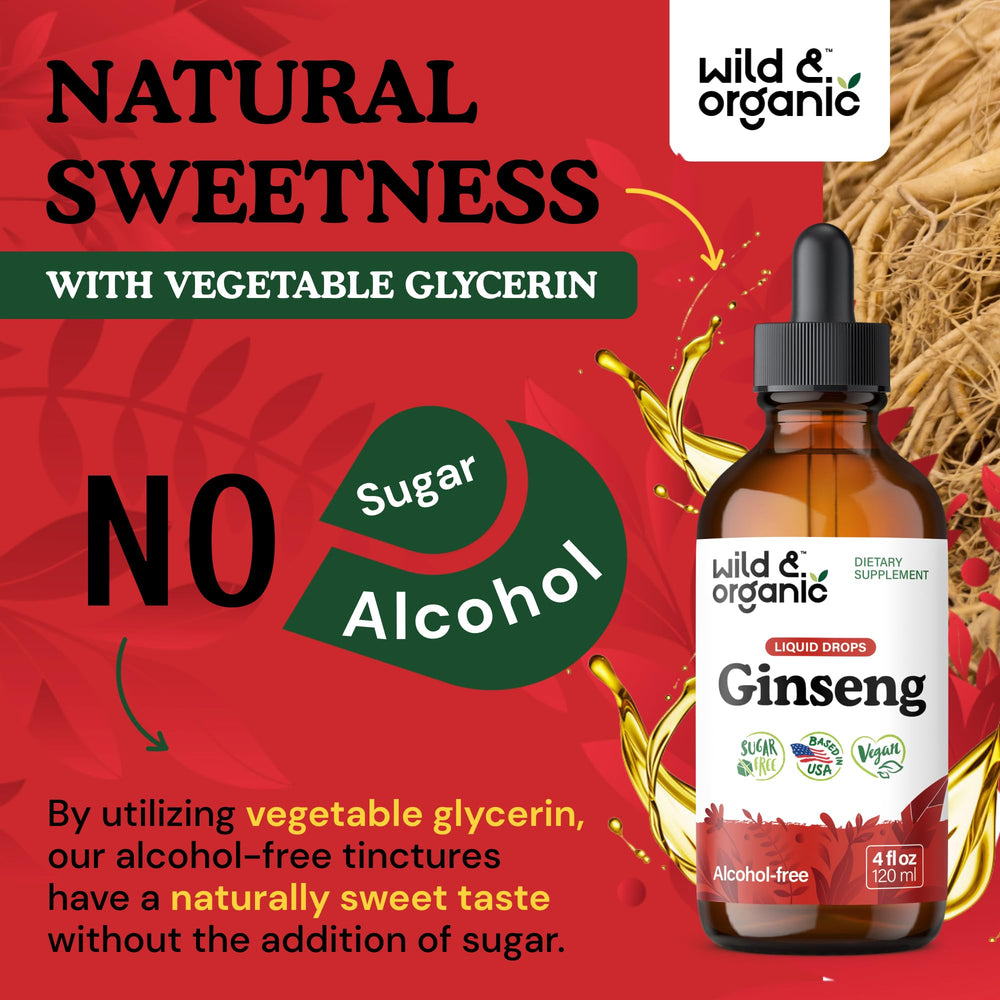 Wild & Organic Panax Ginseng drops showing precise daily dose