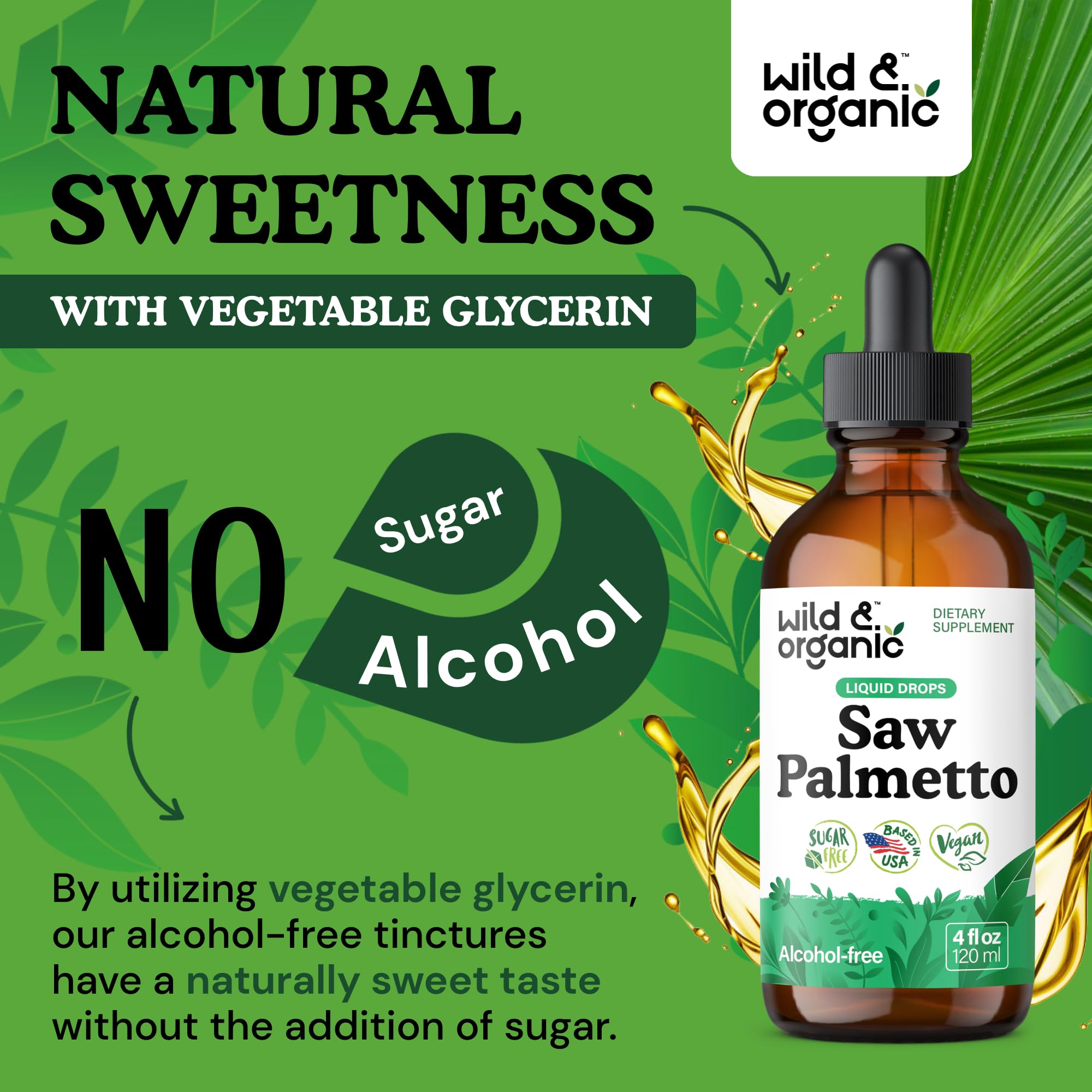 Close-up of Wild & Organic Saw Palmetto berries highlighting natural sweetness