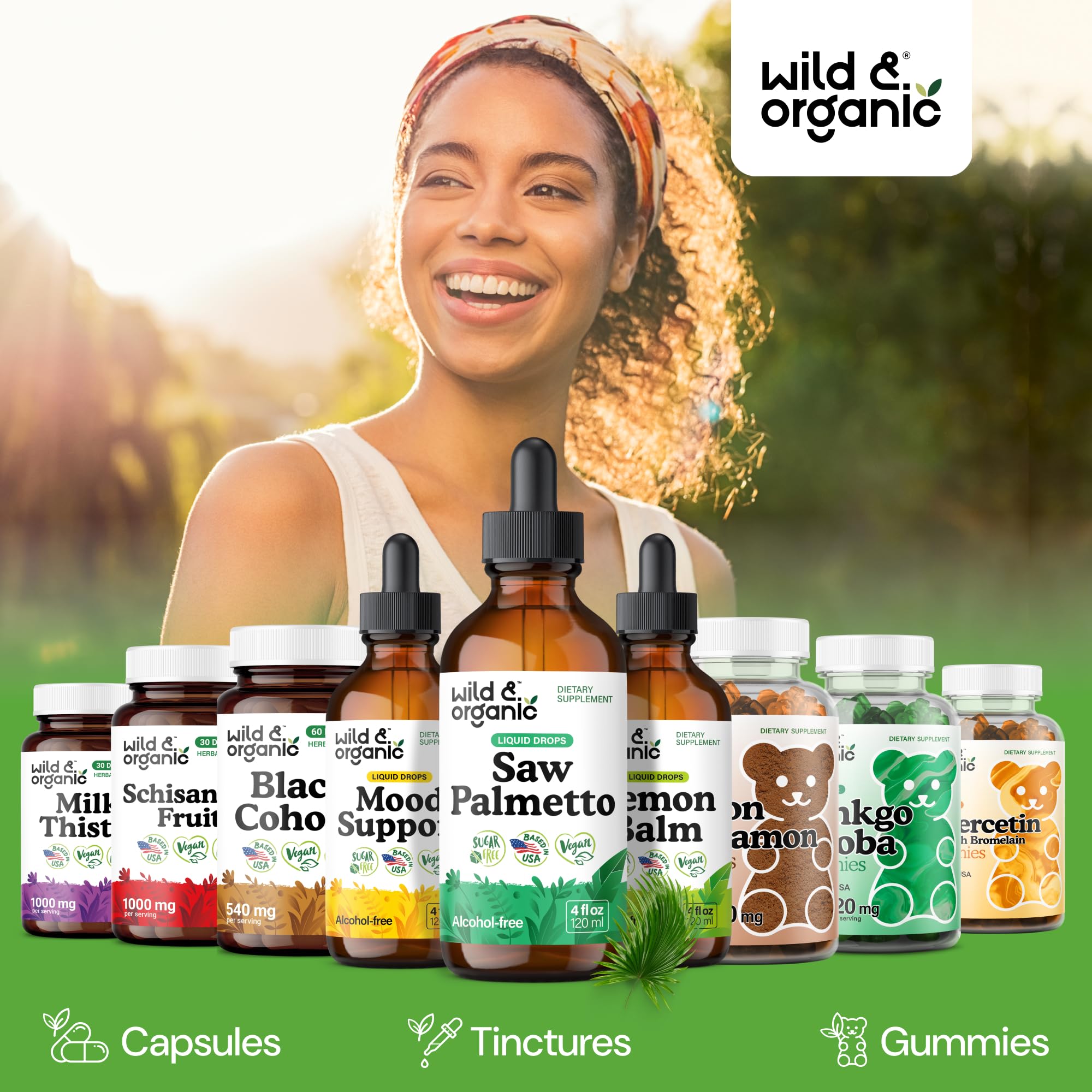 Glycerin-based, alcohol-free Wild & Organic Saw Palmetto for gentle consumption