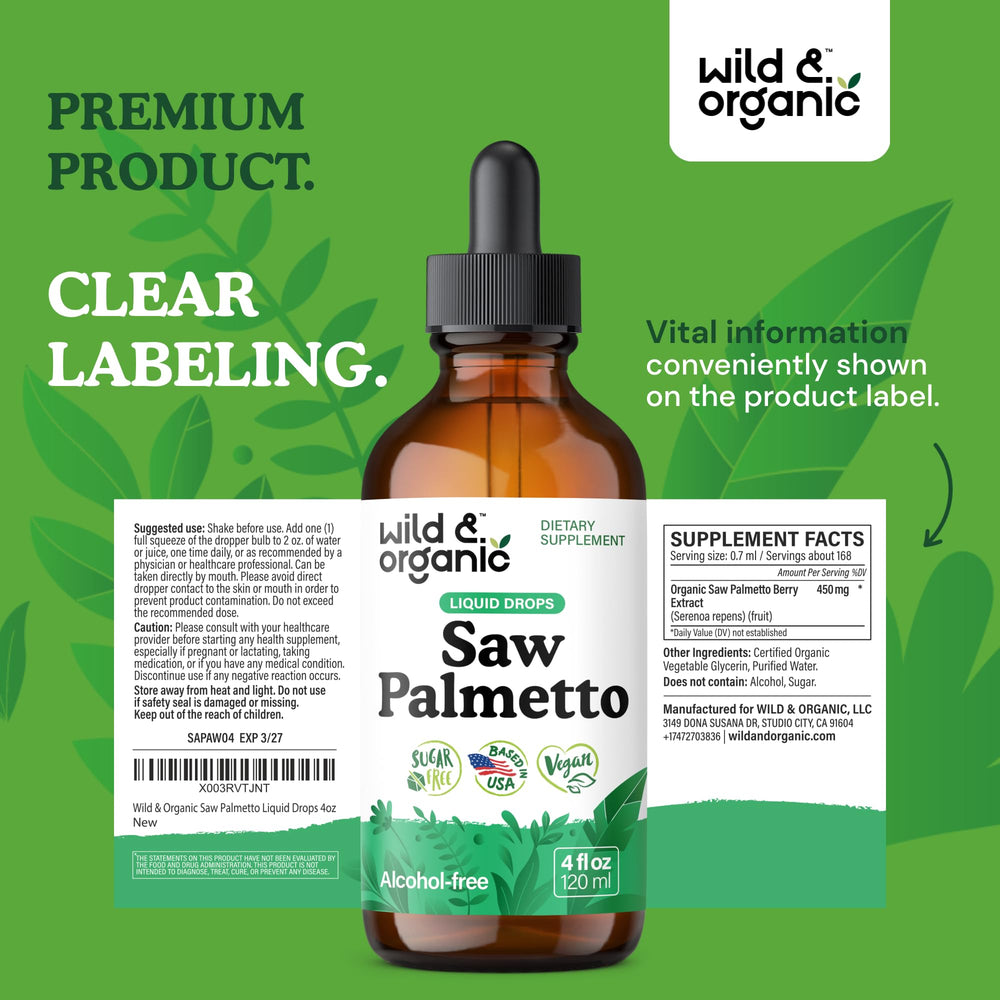 Daily usage concept with Wild & Organic Saw Palmetto tincture