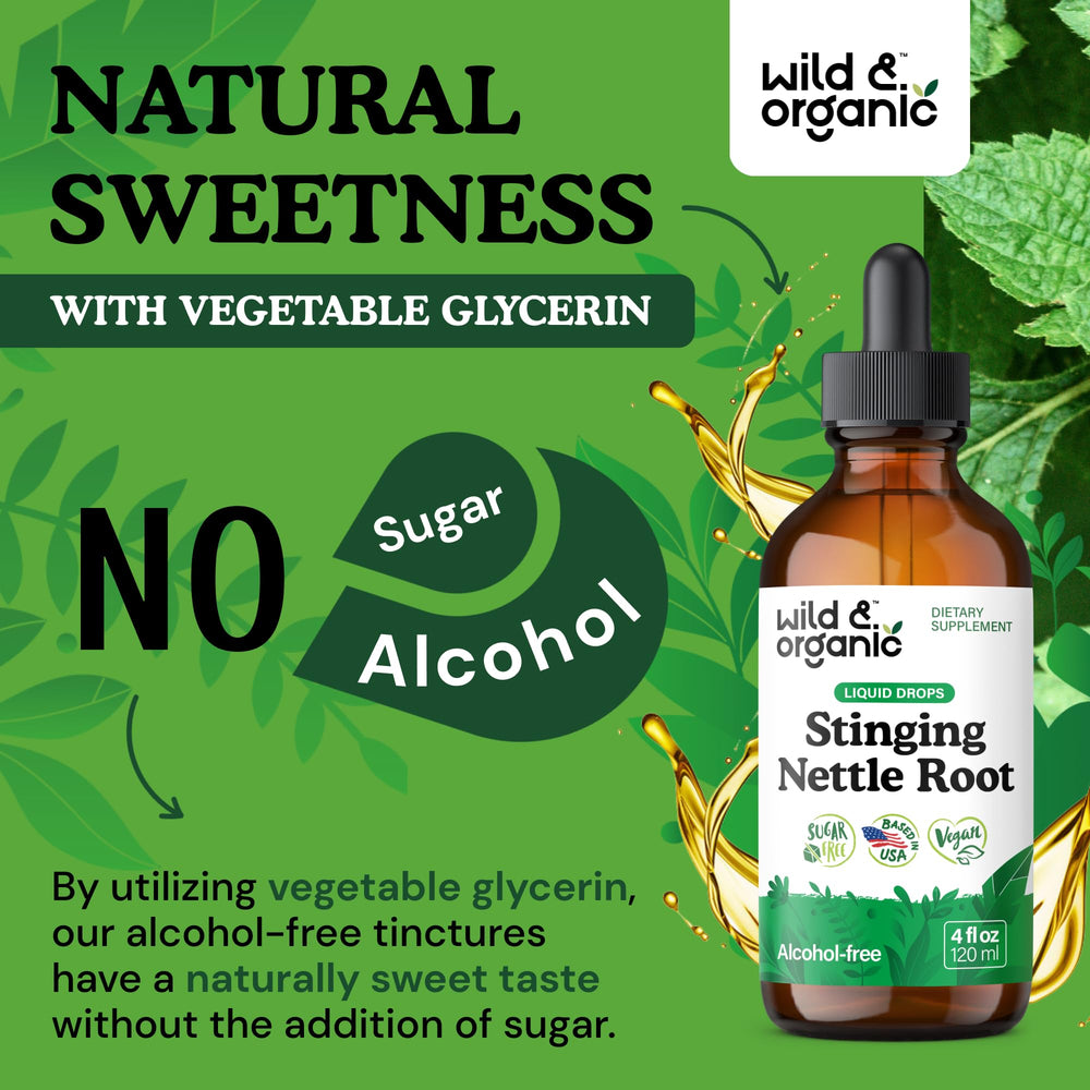 Wild & Organic drops with glass of water demonstrate beverage-ready use.